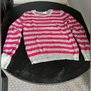Nordstrom Caslon Pink & Gray
Striped Knit Sweater Size Small